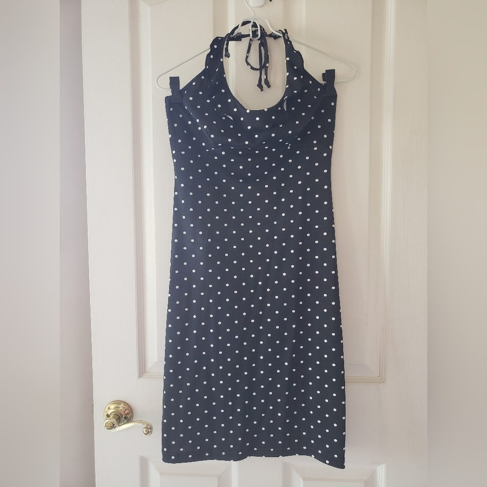 Black with white polka dot dress